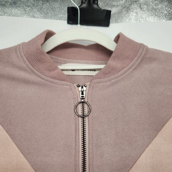 The Impeccable Pig Mauve Color-block Chevron Bomber Jacket Women's S - Picture 4 of 7
